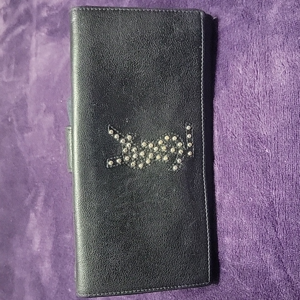 Yves Saint Laurent Studded Black Wallet Clutch